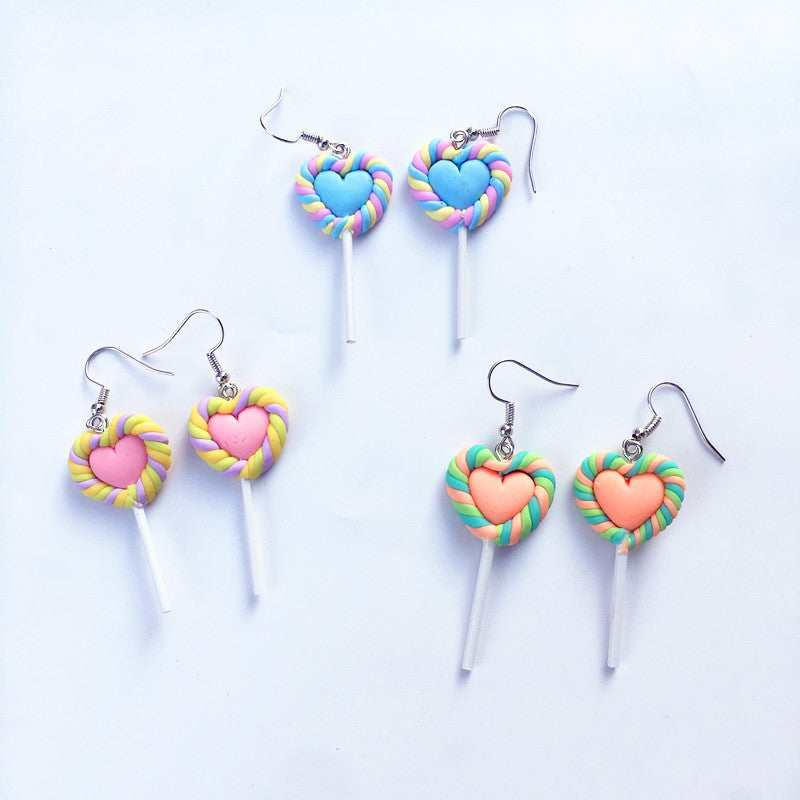 Resin cartoon love lollipop ear clip (Minimo de Compra 2) MIC-ChouT016