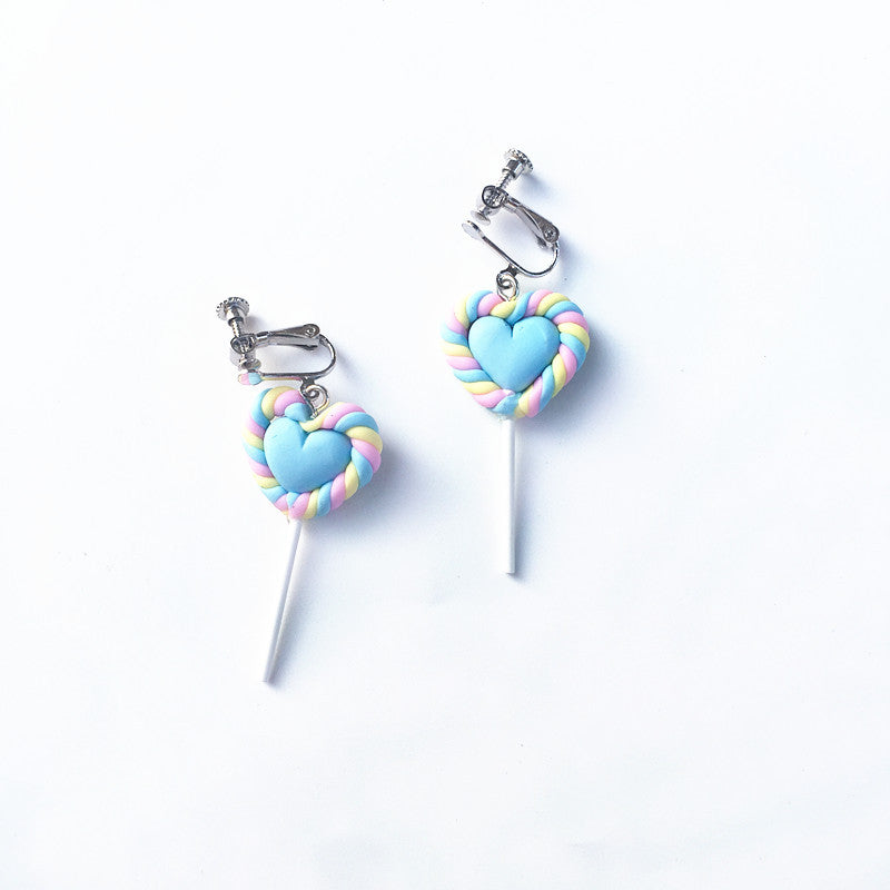 Resin cartoon love lollipop ear clip (Minimo de Compra 2) MIC-ChouT016