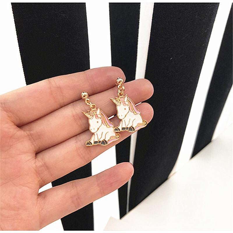 Earring Alloy Unicorn Cake Shier009