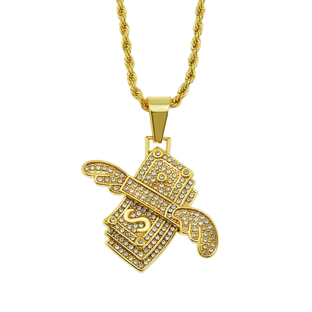 Alloy Diamond Angel Wings Necklace MYA-ShangH001