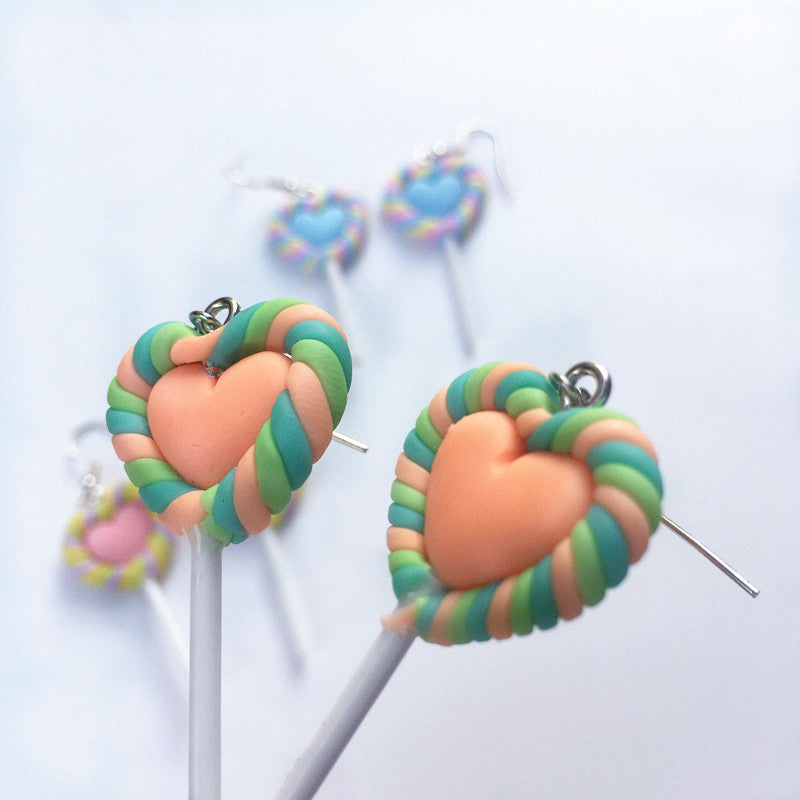 Resin cartoon love lollipop ear clip (Minimo de Compra 2) MIC-ChouT016