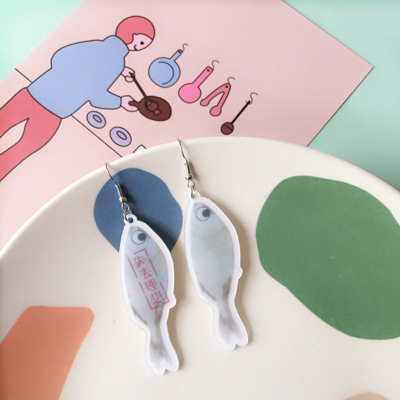 Acrylic funny salted fish earrings MIC-ChouT001