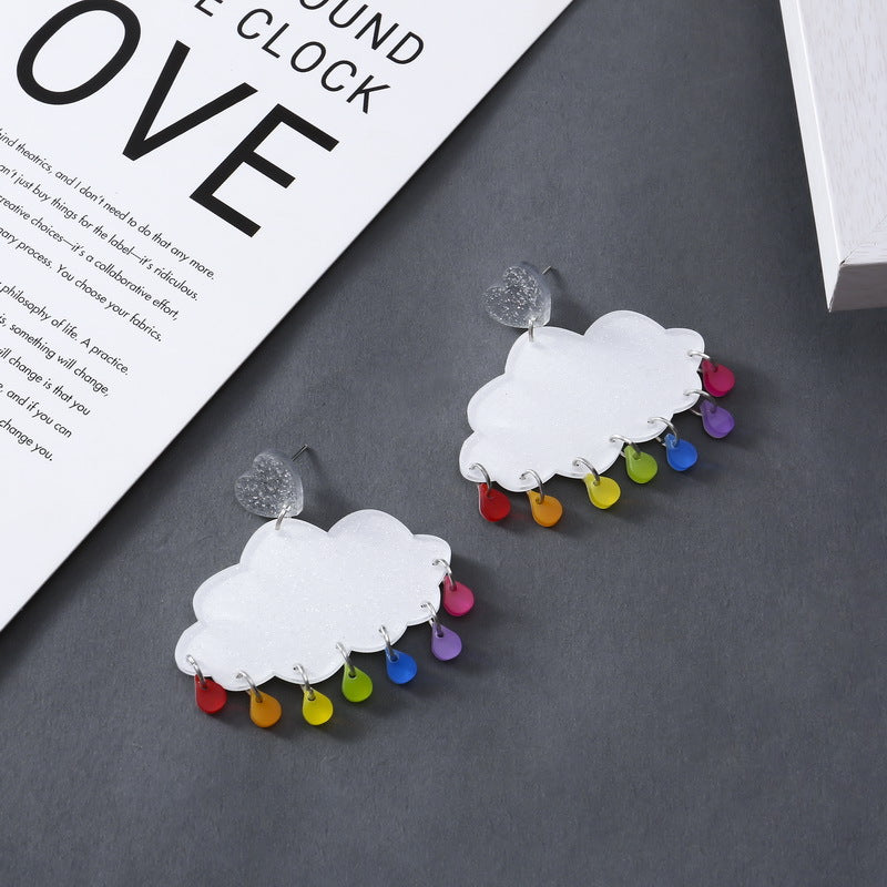 Acrylic Candy Sparkling Pink Cloud Earrings MIC-XueP093