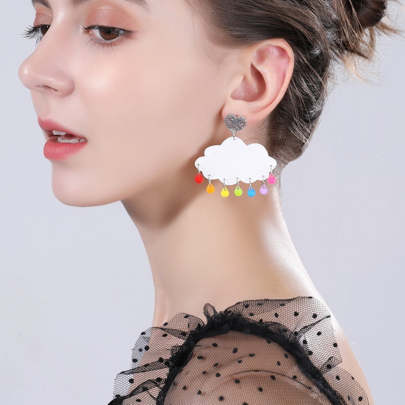 Acrylic Candy Sparkling Pink Cloud Earrings MIC-XueP093