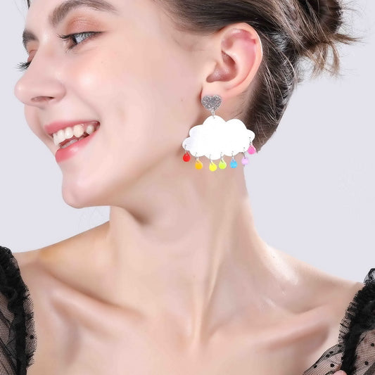 Acrylic Candy Sparkling Pink Cloud Earrings MIC-XueP093