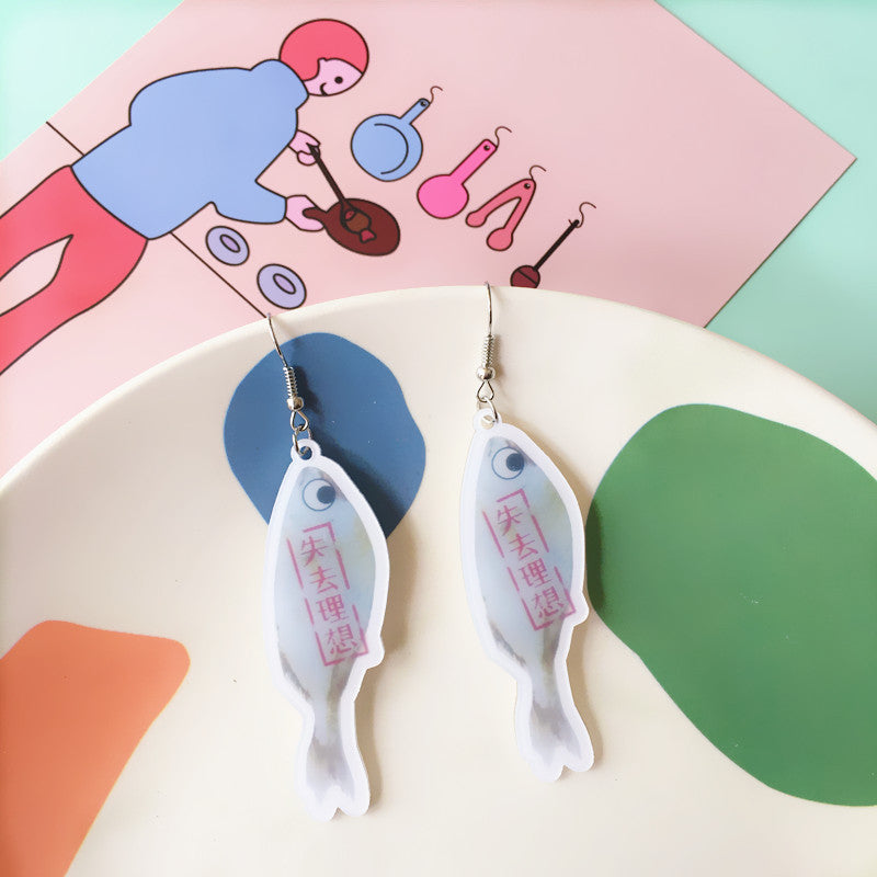 Acrylic funny salted fish earrings MIC-ChouT001