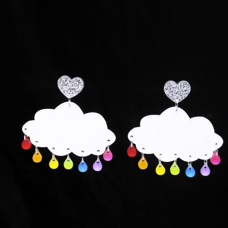 Acrylic Candy Sparkling Pink Cloud Earrings MIC-XueP093