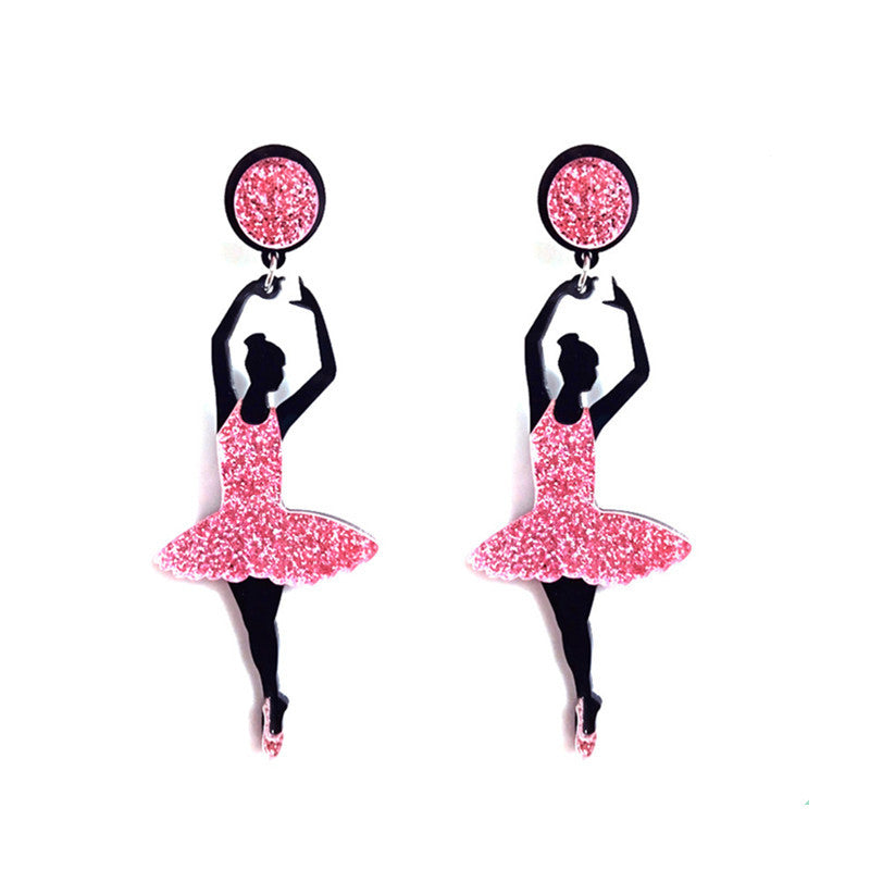 Acrylic Ballet Girl Earrings MIC-ChouD019