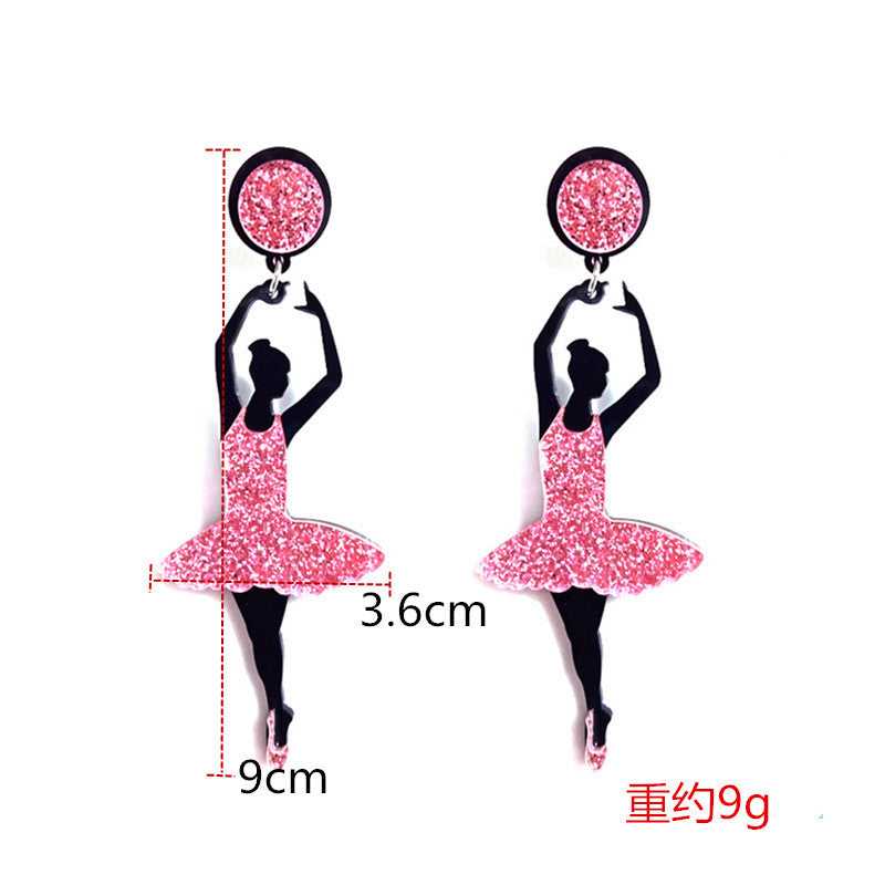 Acrylic Ballet Girl Earrings MIC-ChouD019