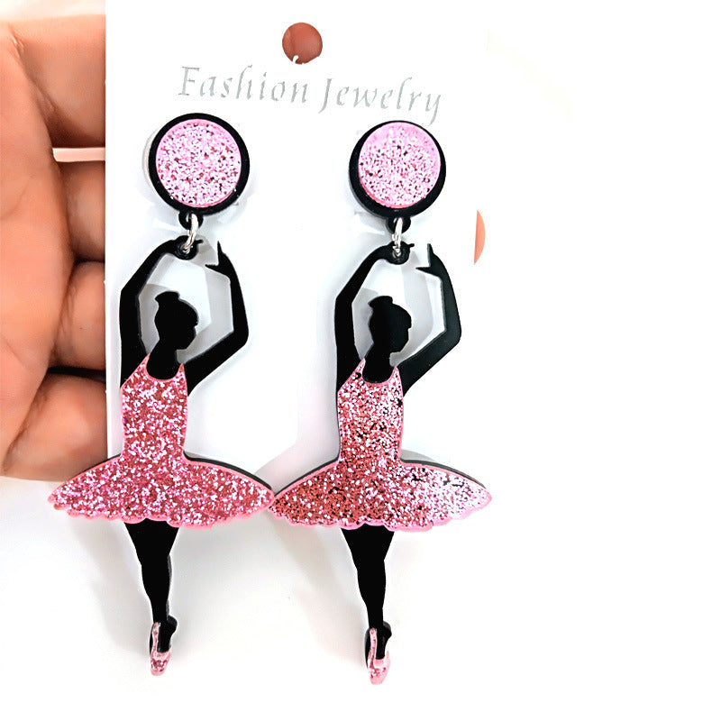 Acrylic Ballet Girl Earrings MIC-ChouD019