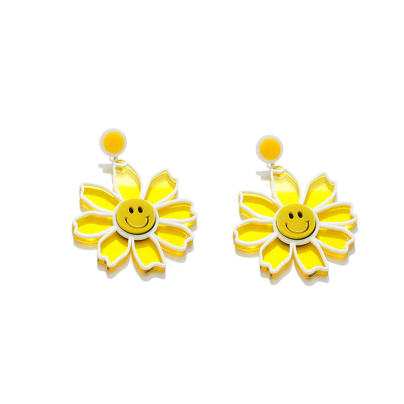 Acrylic Flower Smiling Face Earrings MIC-ChouD010