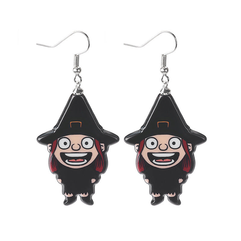 Acrylic Halloween Skull Witch Earrings MIC-MDD044