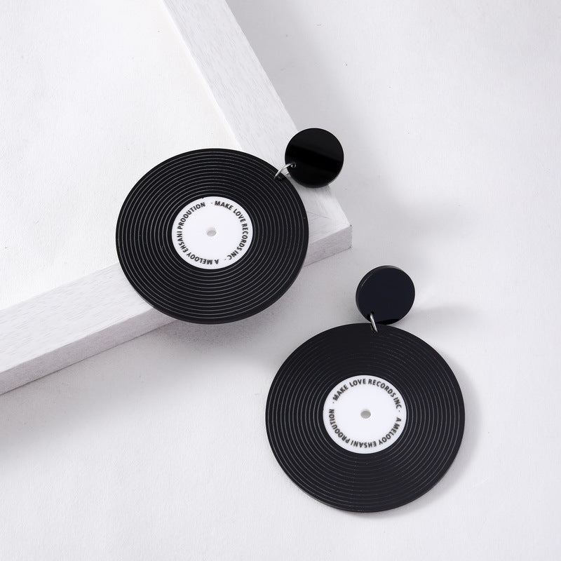 Acrylic vinyl record circular earrings MIC-XueP138