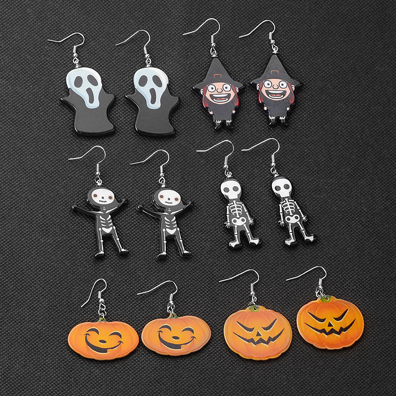 Acrylic Halloween Skull Witch Earrings MIC-MDD044