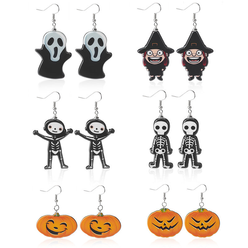 Acrylic Halloween Skull Witch Earrings MIC-MDD044