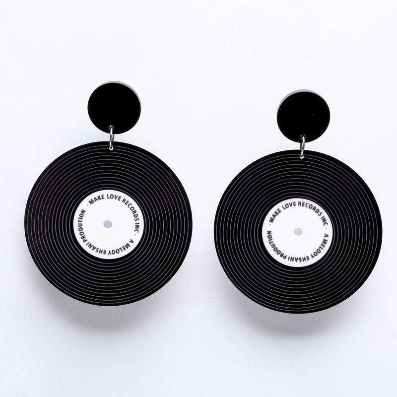 Acrylic vinyl record circular earrings MIC-XueP138