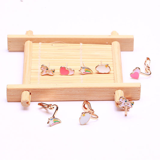 Alloy Cloud Rainbow Love Earrings (Minimo de Compra 2) MIC-QiR024