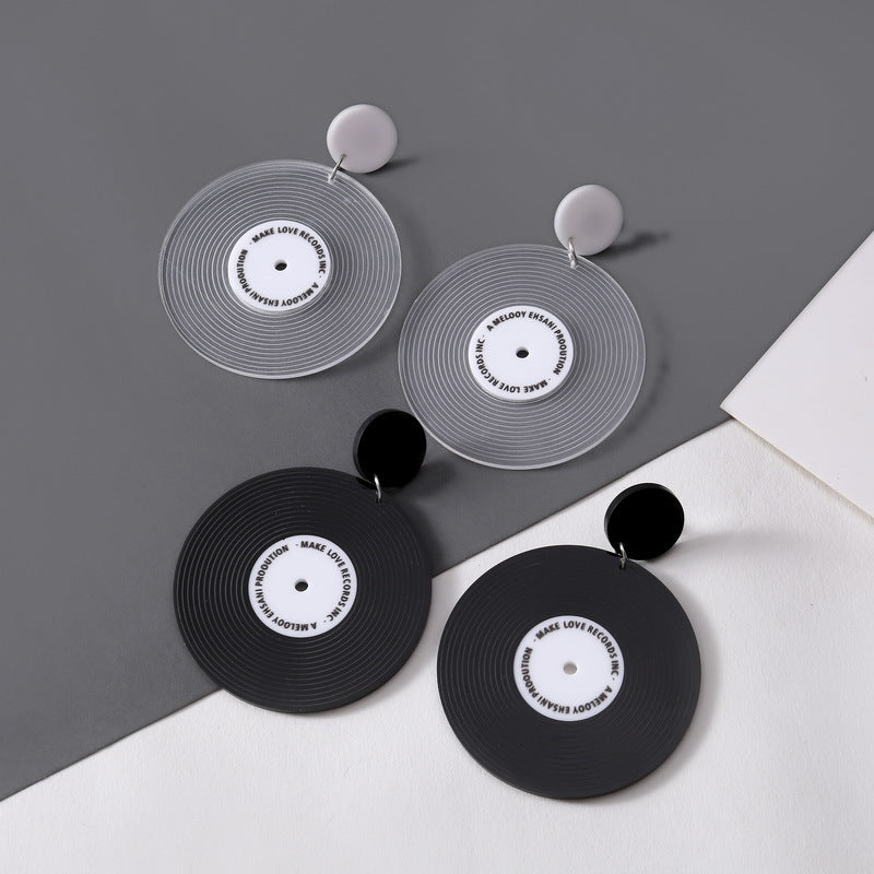 Acrylic vinyl record circular earrings MIC-XueP138