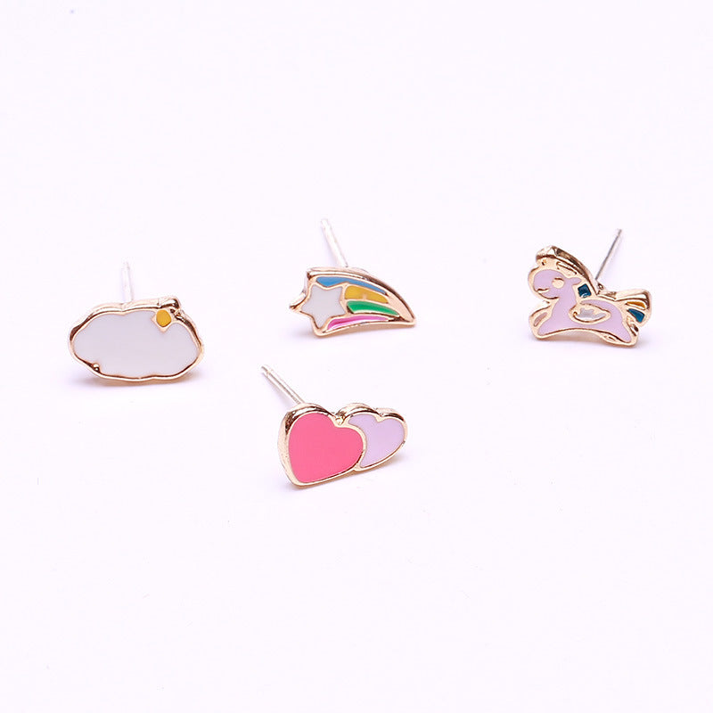 Alloy Cloud Rainbow Love Earrings (Minimo de Compra 2) MIC-QiR024