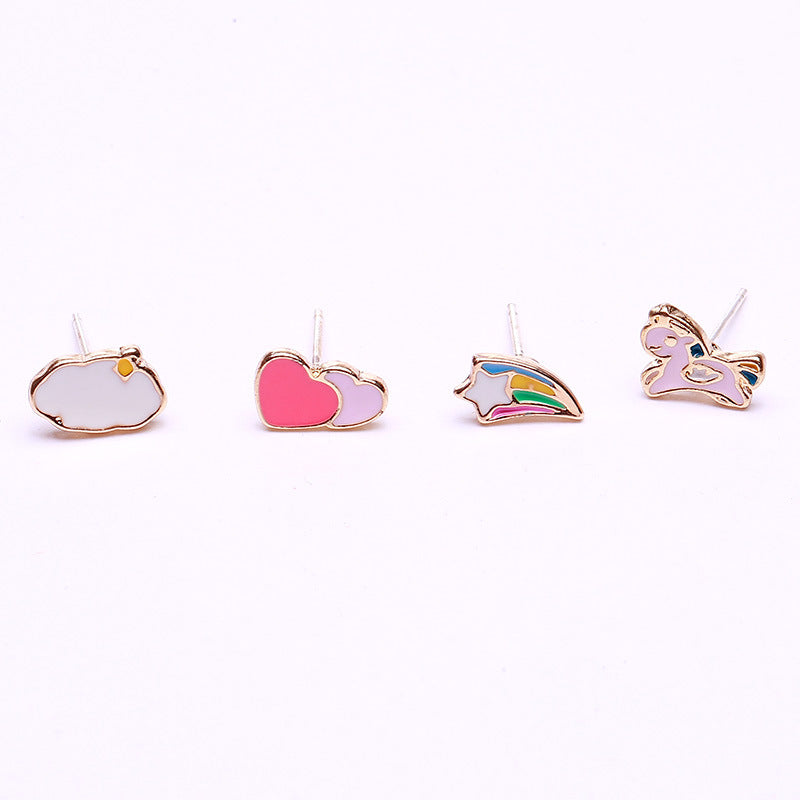 Alloy Cloud Rainbow Love Earrings (Minimo de Compra 2) MIC-QiR024