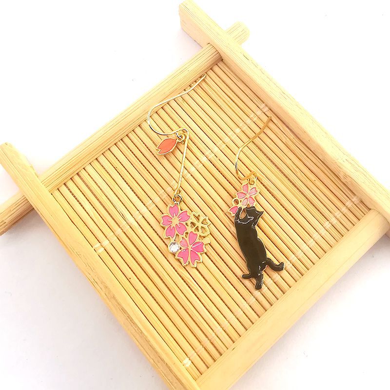 Alloy Cute Cat Flower Earrings MIC-MSY008