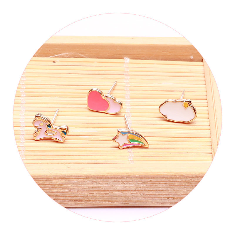 Alloy Cloud Rainbow Love Earrings (Minimo de Compra 2) MIC-QiR024