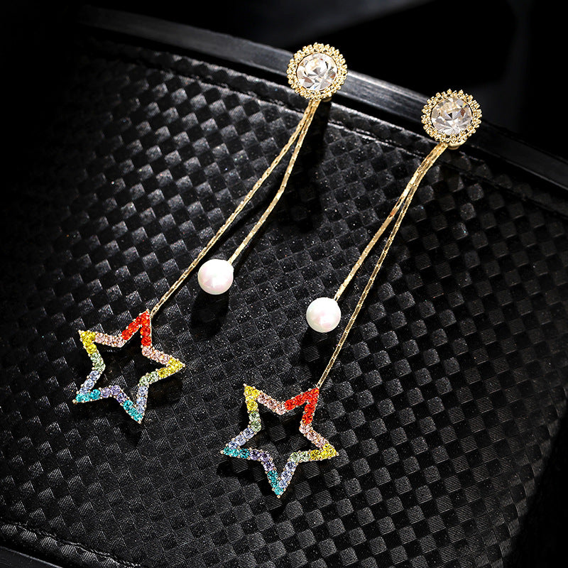 Alloy Love Five Point Star Pearl Earrings (Minimo de Compra 2) MIC-KaT001