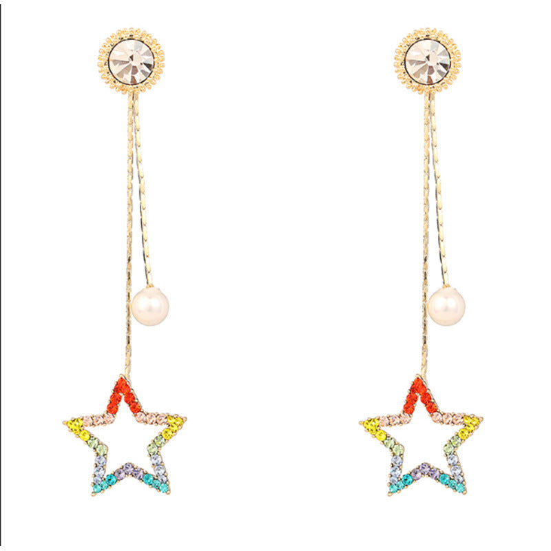 Alloy Love Five Point Star Pearl Earrings (Minimo de Compra 2) MIC-KaT001