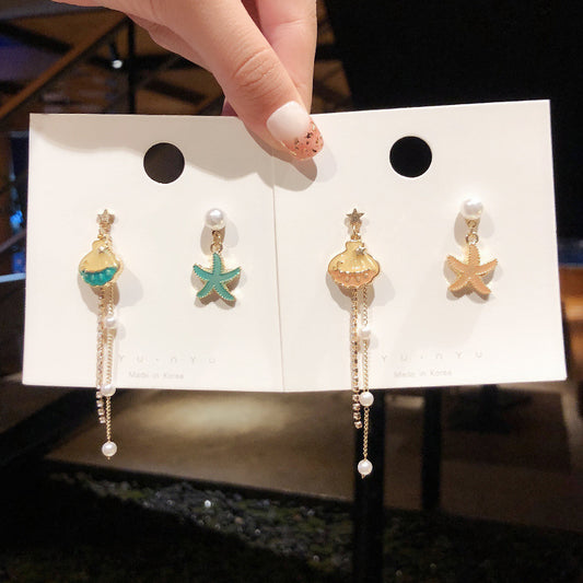 Alloy starfish shell earrings MIC-HanJ020