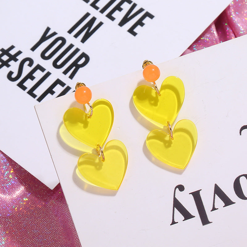 Acrylic Long Love Geometry Earrings MIC-KaiQ013