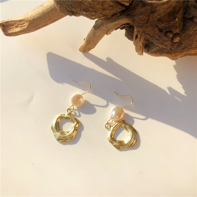 Acrylic pearl metal geometric earrings (Minimo de Compra 2) MIC-LuM005