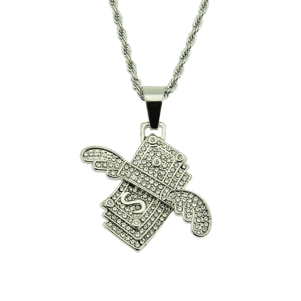 Alloy Diamond Angel Wings Necklace MYA-ShangH001