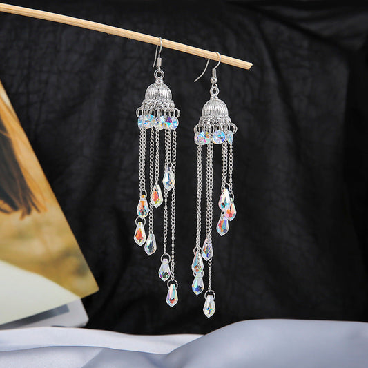 Wind Chime Colorful Crystal Earrings MIC-QianC007