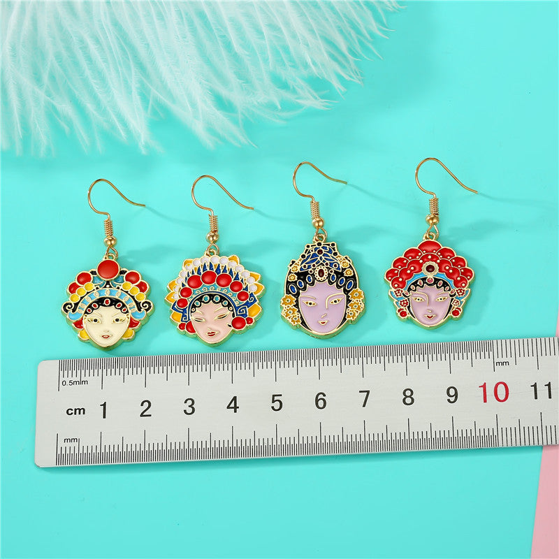 Acrylic Peking Opera Face Makeup Earrings (Minimo de Compra 3) MYA-JueJ010