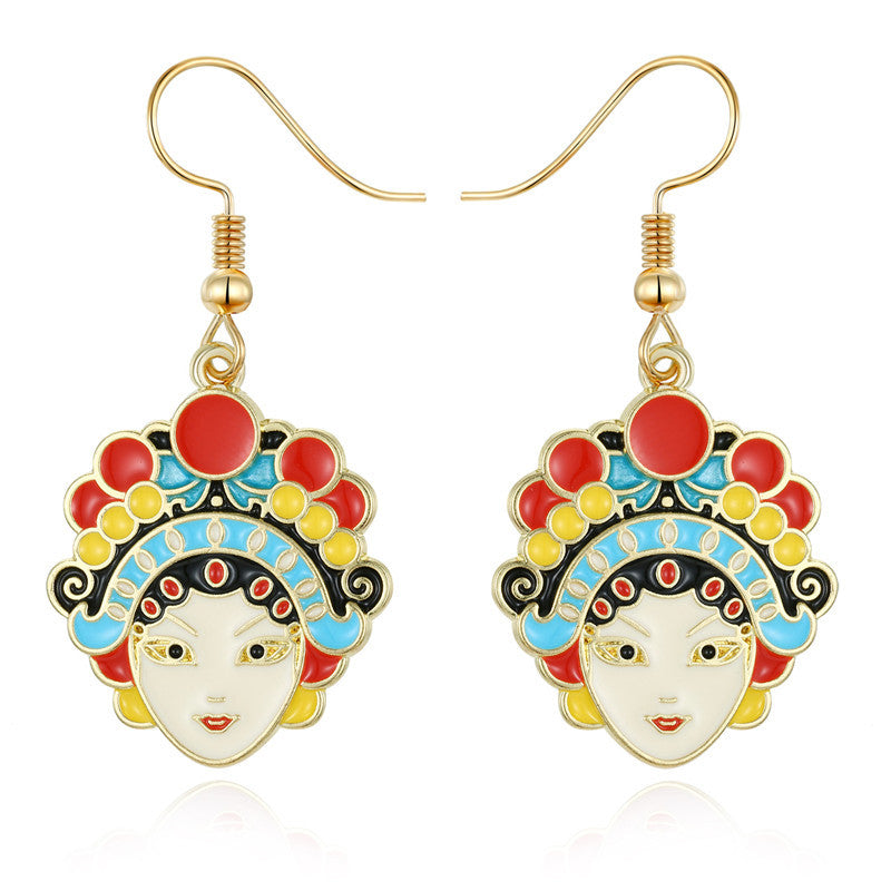 Acrylic Peking Opera Face Makeup Earrings (Minimo de Compra 3) MYA-JueJ010