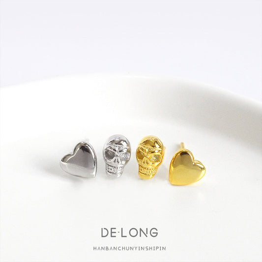 S925 Sterling silver skull love earrings MIC-DeL005