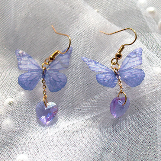 Acrylic New Butterfly Love Crystal Earrings (Minimo de Compra 12) MIC-QiuS005