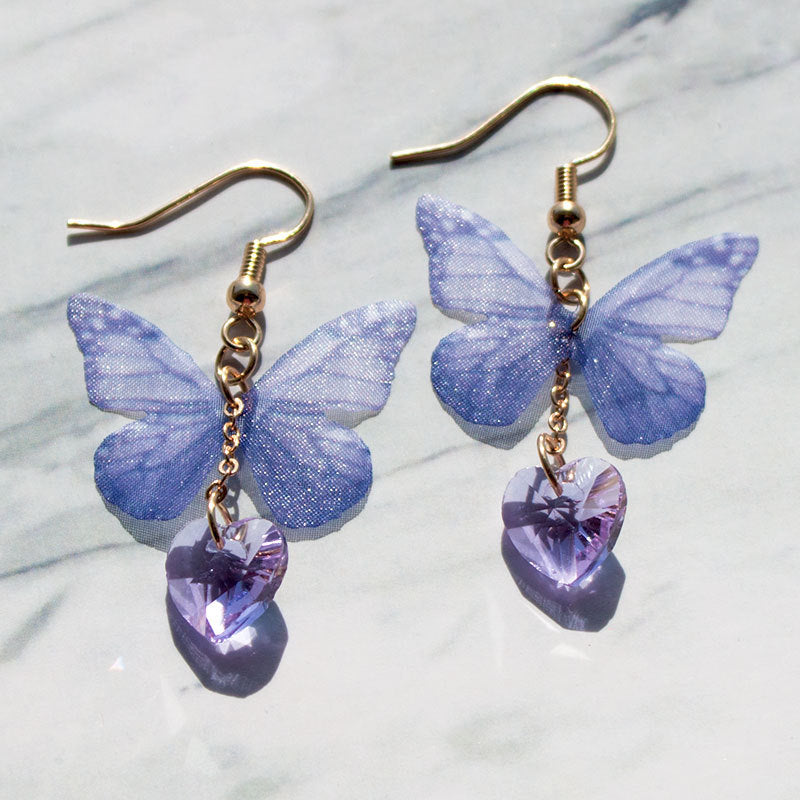 Acrylic New Butterfly Love Crystal Earrings (Minimo de Compra 12) MIC-QiuS005