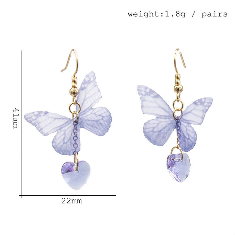 Acrylic New Butterfly Love Crystal Earrings (Minimo de Compra 12) MIC-QiuS005