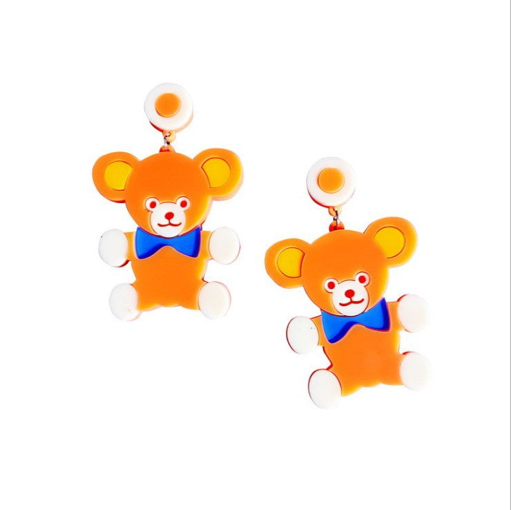 Acrylic orange bear earrings MIC-NingD008