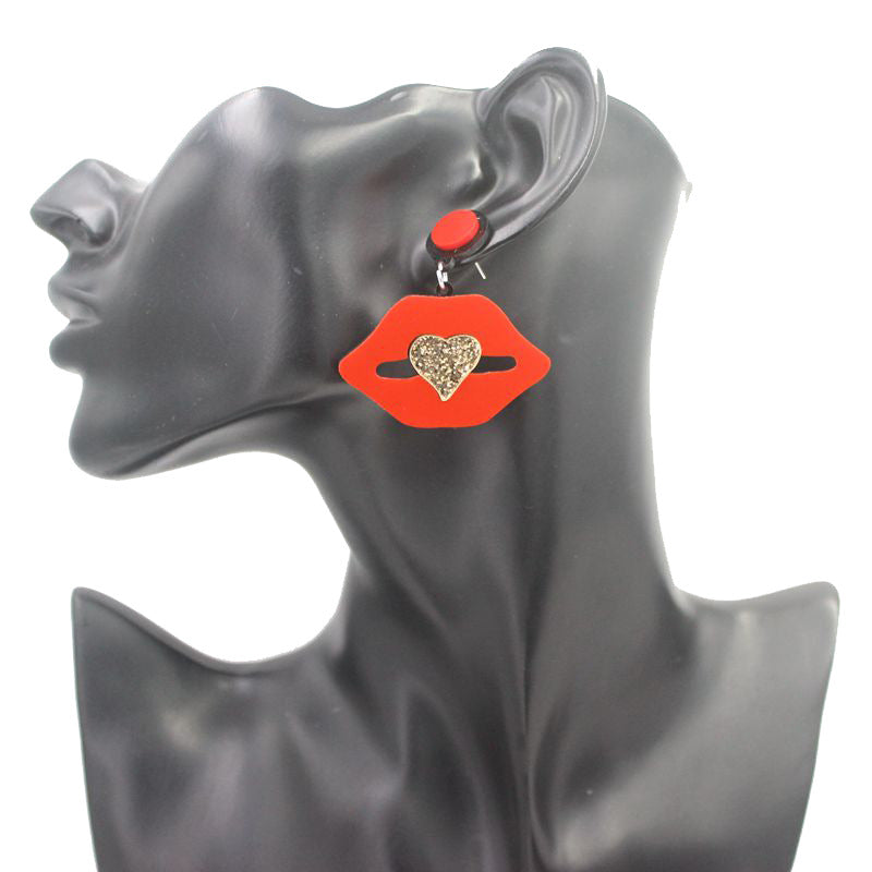 Acrylic red mouth earrings（Minimo de compra 2）MIC-OuG025