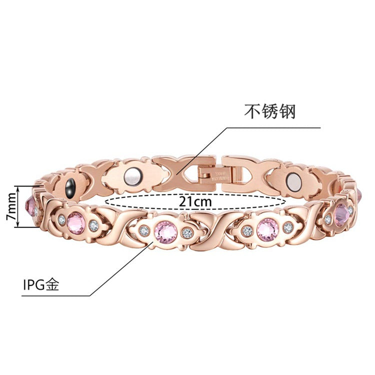 Bracelet Stainless Steel Diamond Crystal Magnet Bracelet Minimo de compra 2 XingYu002