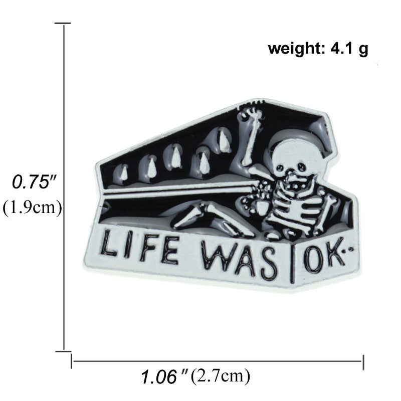 Alloy skull tombstone skeleton brooch (Minimo de Compra 2) MIC-BaiF012