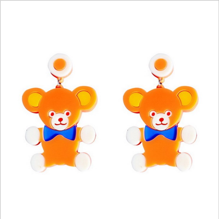 Acrylic orange bear earrings MIC-NingD008