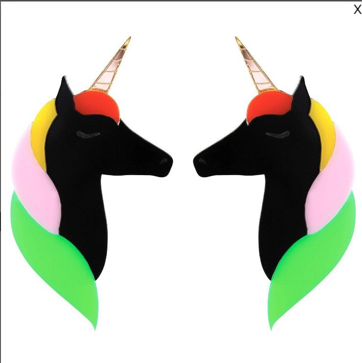 Acrylic Dark Unicorn Earrings MIC-NingD038