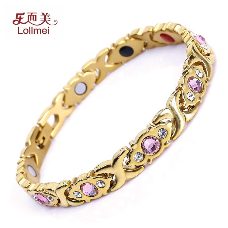 Bracelet Stainless Steel Diamond Crystal Magnet Bracelet Minimo de compra 2 XingYu002