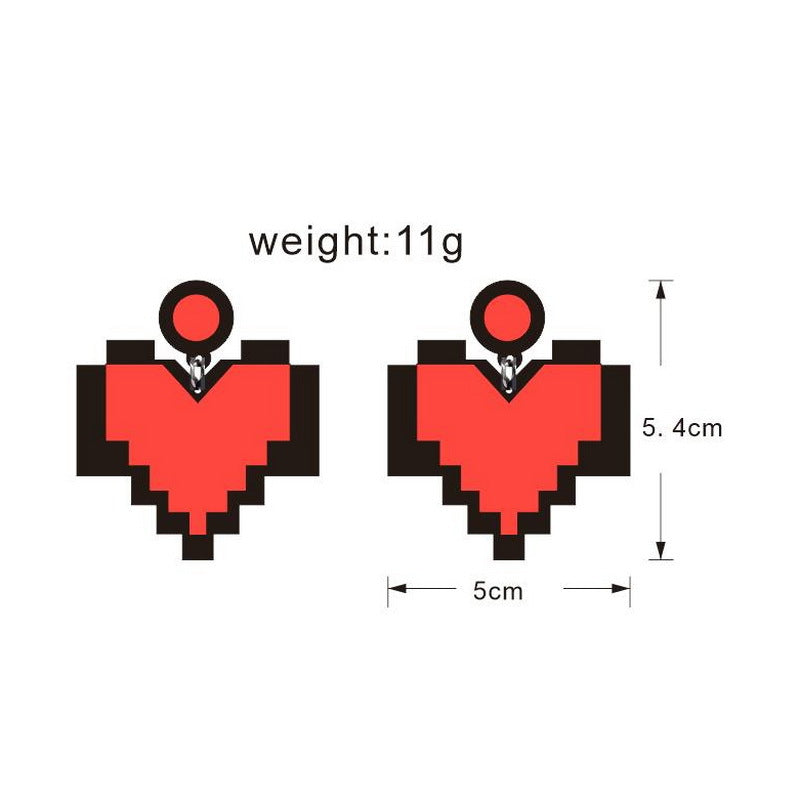 Acrylic Pixel Heart Earrings MIC-XueP161