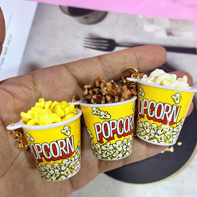 Simulation Food Snack Cup Popcorn Keychain Pendant MOQ≥2 DMF008