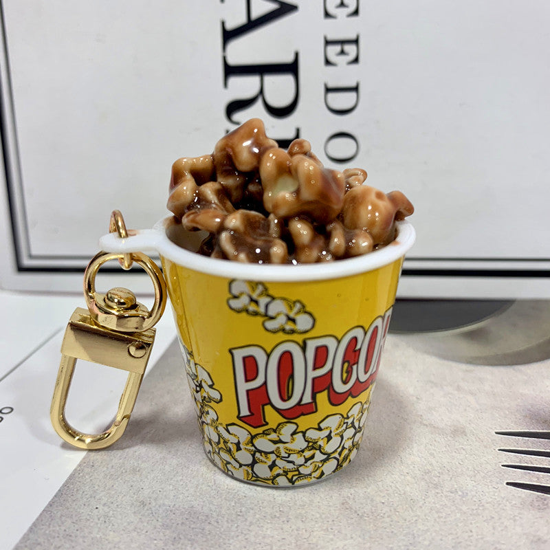 Simulation Food Snack Cup Popcorn Keychain Pendant MOQ≥2 DMF008