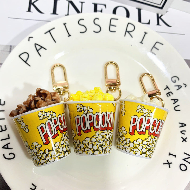 Simulation Food Snack Cup Popcorn Keychain Pendant MOQ≥2 DMF008